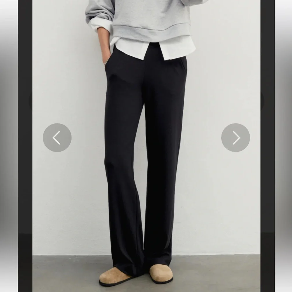 AYR Pants The High Hopes Wide Leg Size Medium Black Pima Cotton Modal Wide Leg - Picture 3 of 16